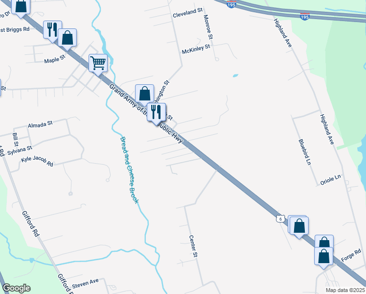 map of restaurants, bars, coffee shops, grocery stores, and more near 13 Russell Street in Westport