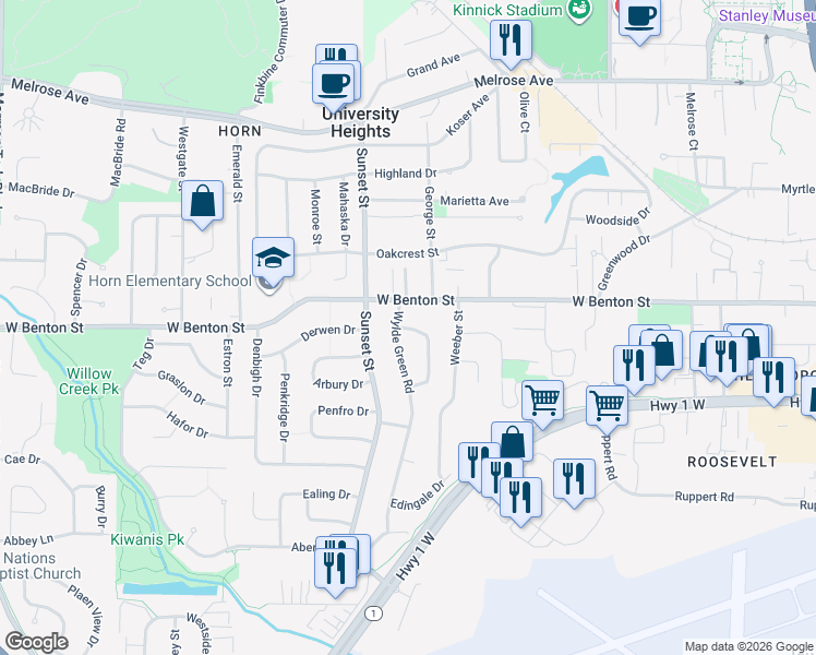 map of restaurants, bars, coffee shops, grocery stores, and more near 901 Wylde Green Rd in Iowa City