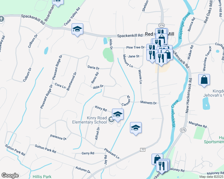 map of restaurants, bars, coffee shops, grocery stores, and more near 26 Carmen Drive in Poughkeepsie