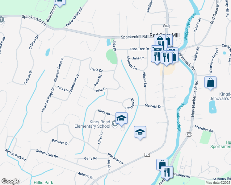 map of restaurants, bars, coffee shops, grocery stores, and more near 26 Carmen Drive in Poughkeepsie