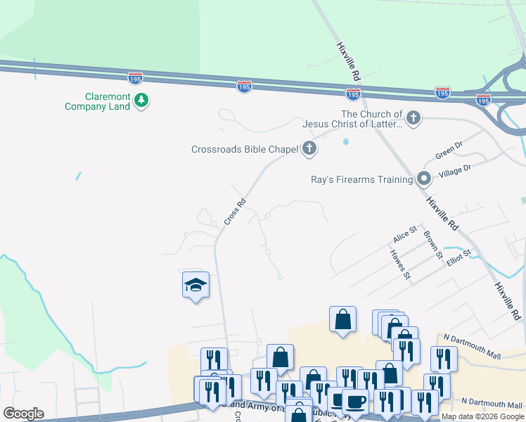 map of restaurants, bars, coffee shops, grocery stores, and more near 10 Azalea Drive in Dartmouth