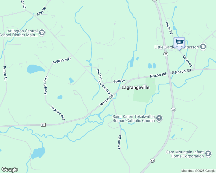 map of restaurants, bars, coffee shops, grocery stores, and more near 7 Budd Lane in Lagrangeville