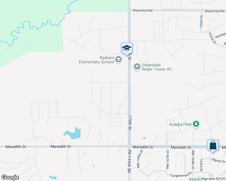 map of restaurants, bars, coffee shops, grocery stores, and more near 17128 Blue Sage Lane in Urbandale