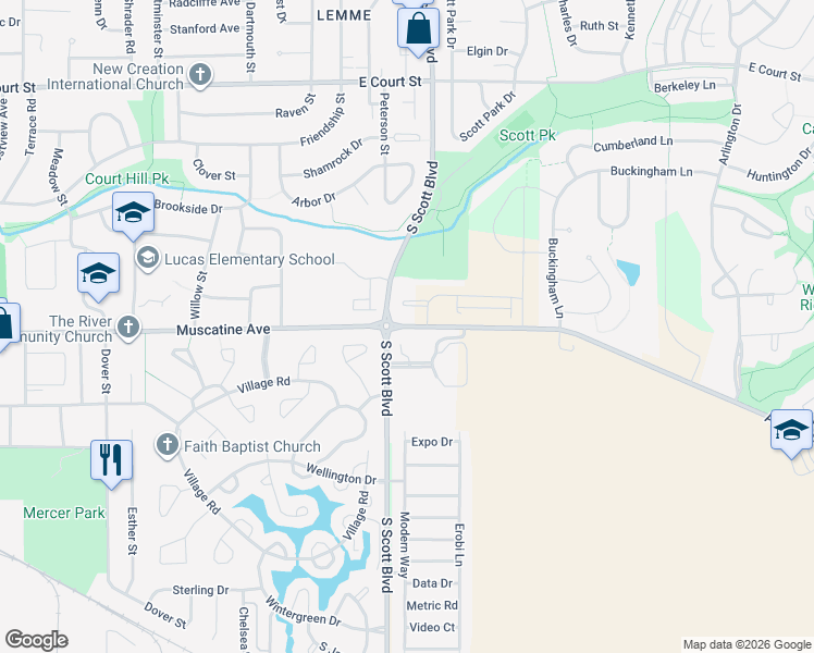 map of restaurants, bars, coffee shops, grocery stores, and more near 3558 Eastbrook Street in Iowa City
