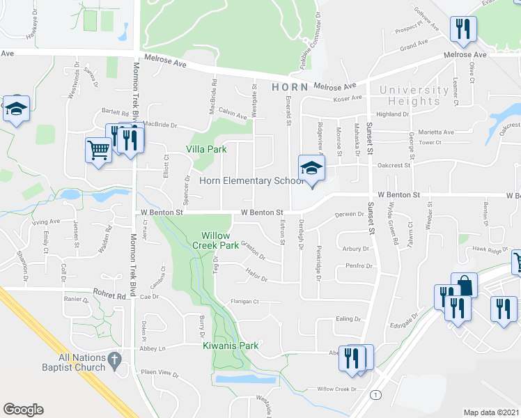 map of restaurants, bars, coffee shops, grocery stores, and more near 724 Westgate Street in Iowa City