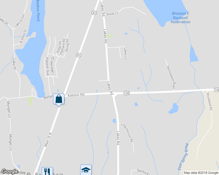 map of restaurants, bars, coffee shops, grocery stores, and more near 130 Lakes Road in Bethlehem