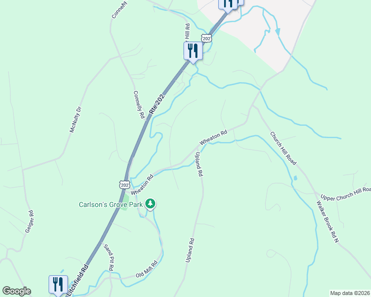 map of restaurants, bars, coffee shops, grocery stores, and more near 33 Wheaton Road in New Milford
