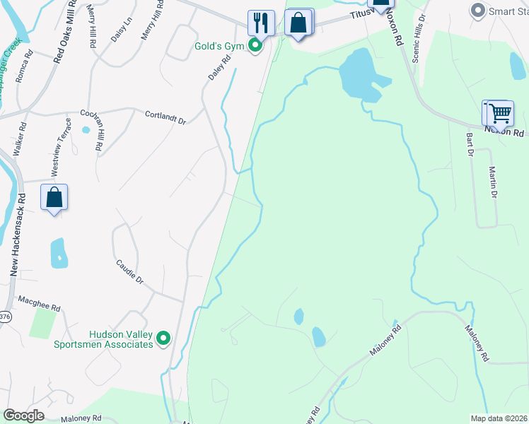 map of restaurants, bars, coffee shops, grocery stores, and more near 55 Daley Road in Poughkeepsie