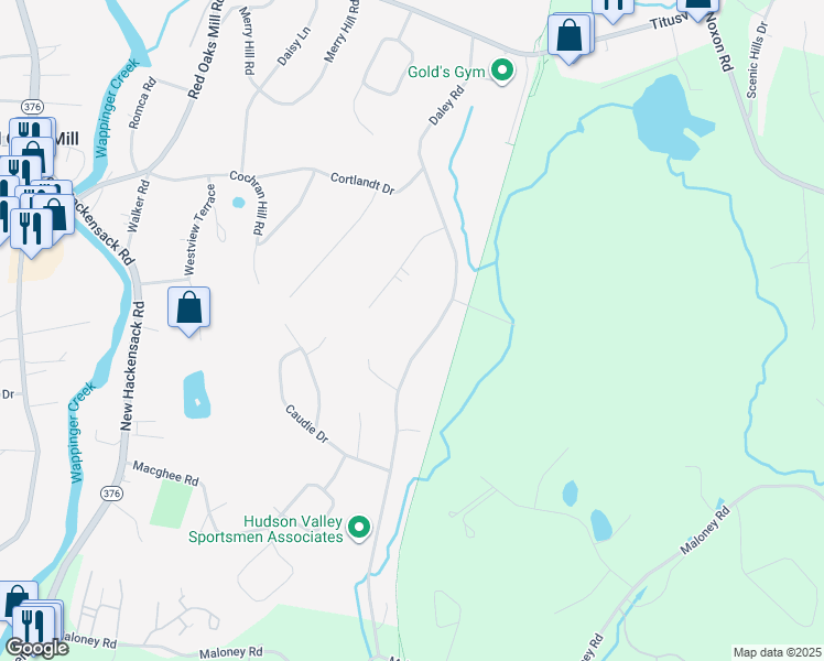 map of restaurants, bars, coffee shops, grocery stores, and more near 62 Daley Road in Poughkeepsie