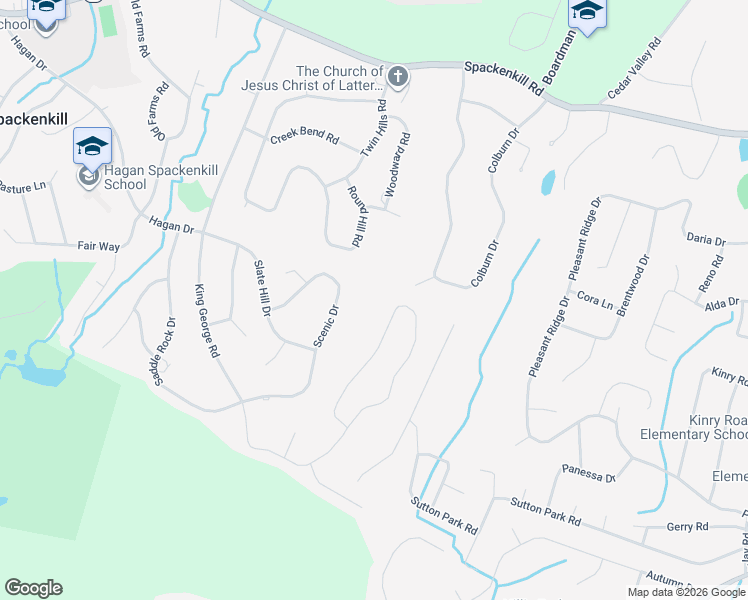 map of restaurants, bars, coffee shops, grocery stores, and more near 23 Scenic Drive in Poughkeepsie