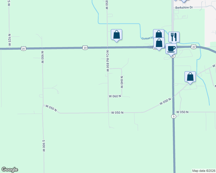 map of restaurants, bars, coffee shops, grocery stores, and more near 744 North Co Road 850 West in Shipshewana