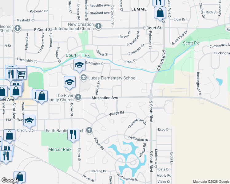 map of restaurants, bars, coffee shops, grocery stores, and more near 908 Maplewood Ln in Iowa City