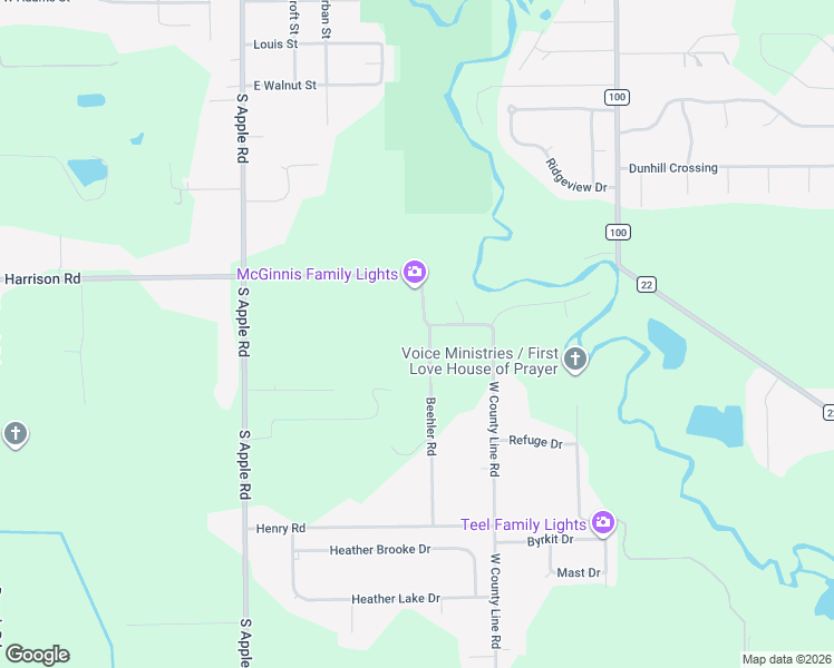 map of restaurants, bars, coffee shops, grocery stores, and more near 58101 Beehler Road in Osceola