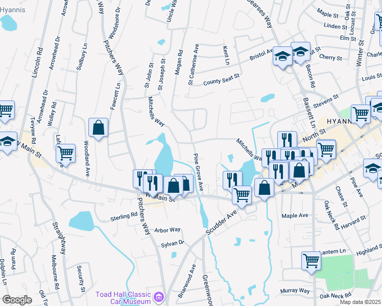 map of restaurants, bars, coffee shops, grocery stores, and more near 101 Pine Grove Avenue in Barnstable