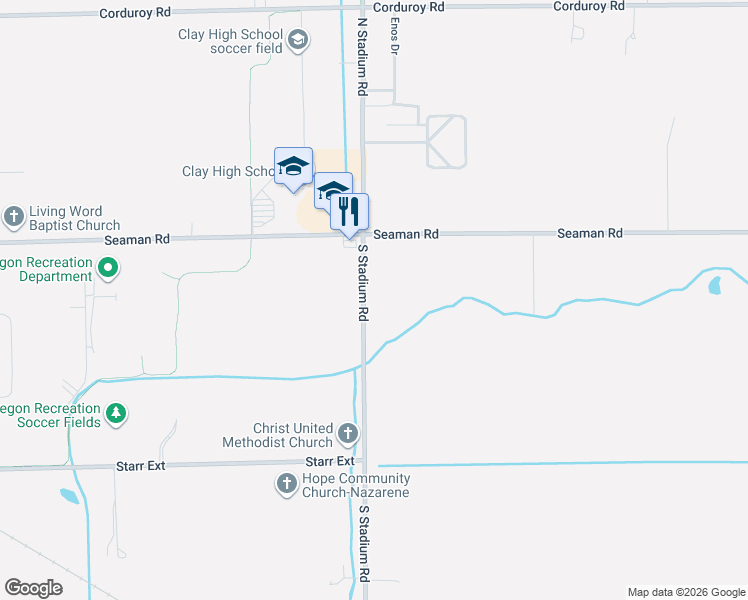 map of restaurants, bars, coffee shops, grocery stores, and more near 109 S Stadium Rd in Oregon