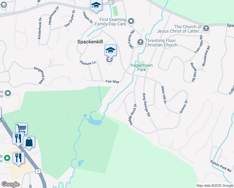 map of restaurants, bars, coffee shops, grocery stores, and more near 7 Casperkill Drive in Poughkeepsie