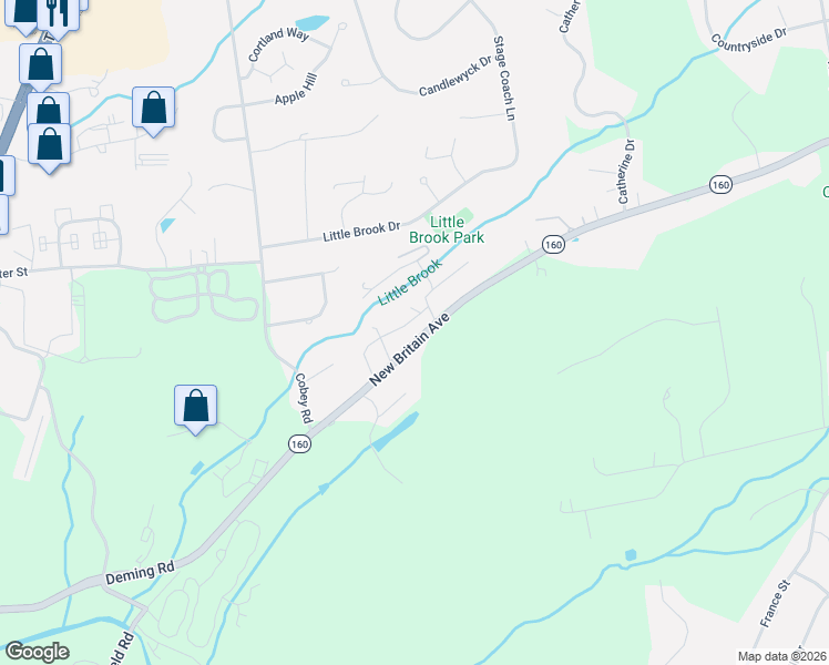 map of restaurants, bars, coffee shops, grocery stores, and more near 925 New Britain Avenue in Rocky Hill