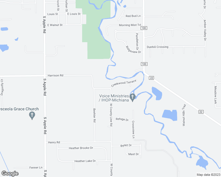 map of restaurants, bars, coffee shops, grocery stores, and more near 58051 West County Line Road in Osceola