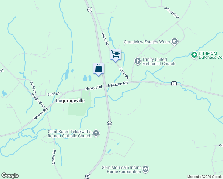 map of restaurants, bars, coffee shops, grocery stores, and more near 1436 East Noxon Road in Lagrangeville