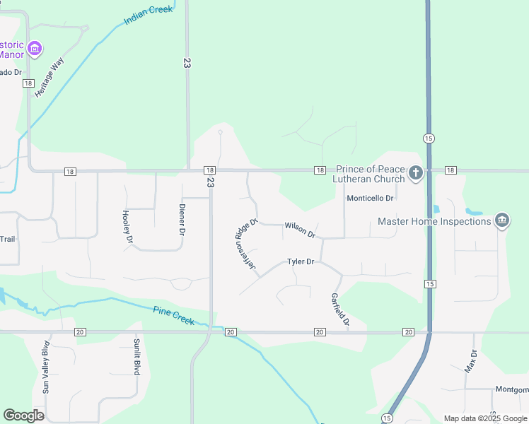 map of restaurants, bars, coffee shops, grocery stores, and more near 58094-58098 Jefferson Ridge Drive in Goshen