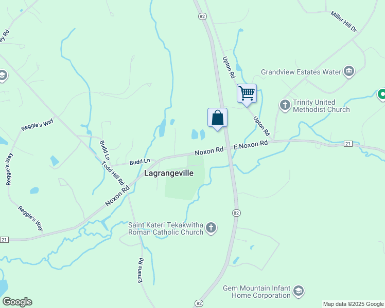 map of restaurants, bars, coffee shops, grocery stores, and more near Dutchess 21 in Lagrangeville