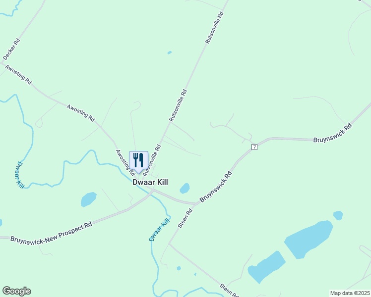 map of restaurants, bars, coffee shops, grocery stores, and more near 50 Rutsonville Road in Wallkill