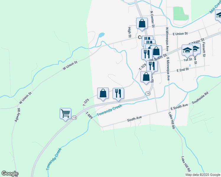 map of restaurants, bars, coffee shops, grocery stores, and more near 386 T-329 in Canton