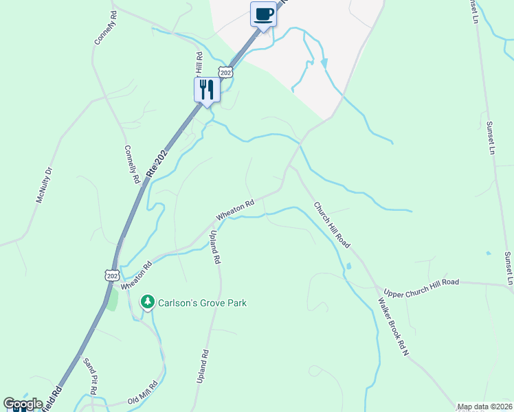 map of restaurants, bars, coffee shops, grocery stores, and more near 48 Wheaton Road in New Milford