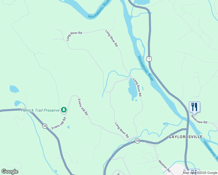 map of restaurants, bars, coffee shops, grocery stores, and more near 1 Pond View Lane in Sherman