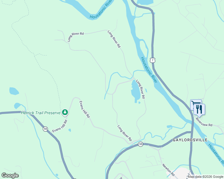 map of restaurants, bars, coffee shops, grocery stores, and more near 1 Pond View Lane in Sherman
