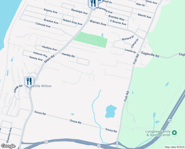 map of restaurants, bars, coffee shops, grocery stores, and more near 228 Hayden Avenue in Tiverton