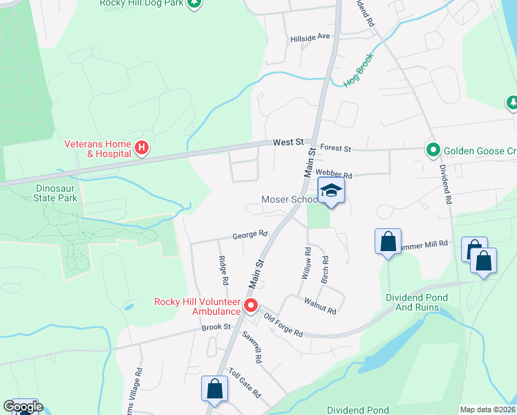 map of restaurants, bars, coffee shops, grocery stores, and more near 27 Locust Circle in Rocky Hill