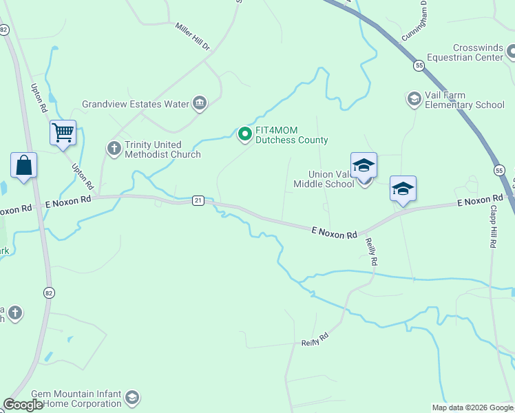 map of restaurants, bars, coffee shops, grocery stores, and more near 1567 East Noxon Road in Lagrangeville
