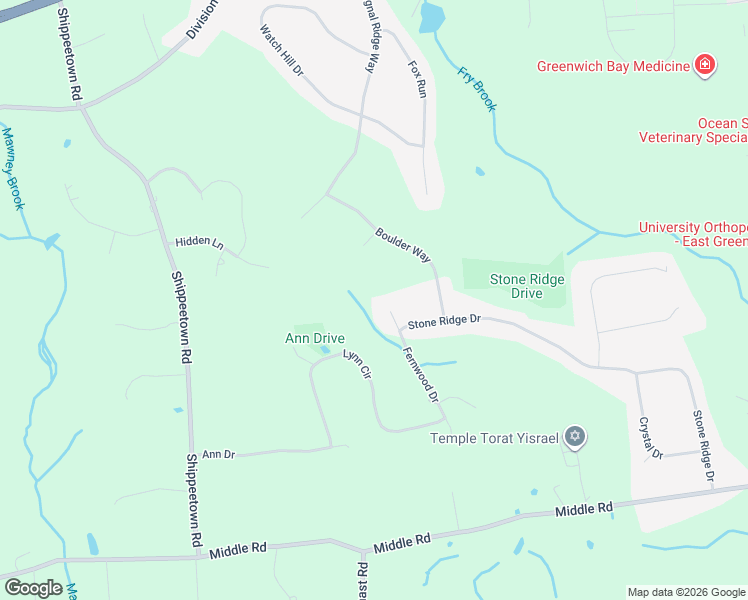 map of restaurants, bars, coffee shops, grocery stores, and more near 155 Fernwood Drive in East Greenwich