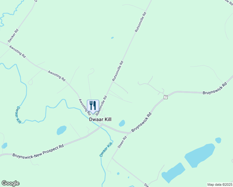 map of restaurants, bars, coffee shops, grocery stores, and more near 50 Rutsonville Road in Wallkill
