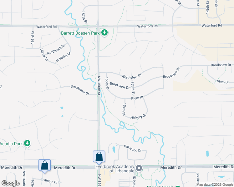 map of restaurants, bars, coffee shops, grocery stores, and more near 15406 Brookview Drive in Urbandale