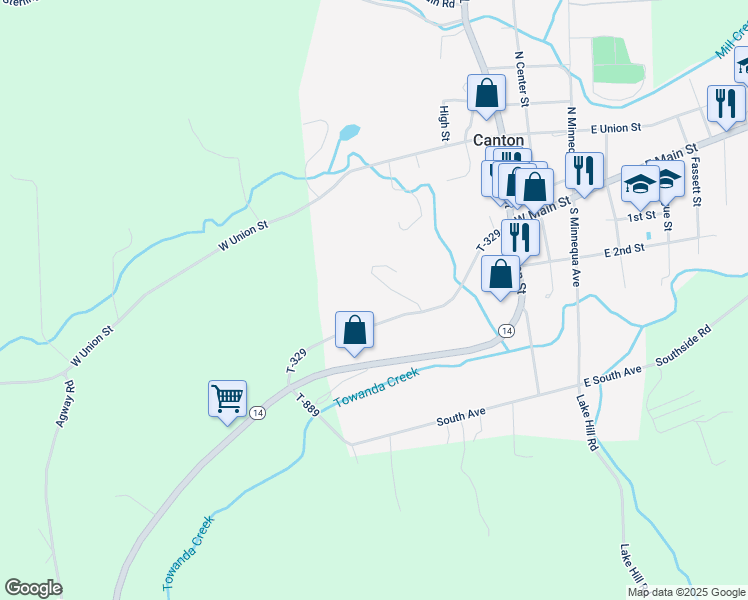 map of restaurants, bars, coffee shops, grocery stores, and more near 386 T-329 in Canton
