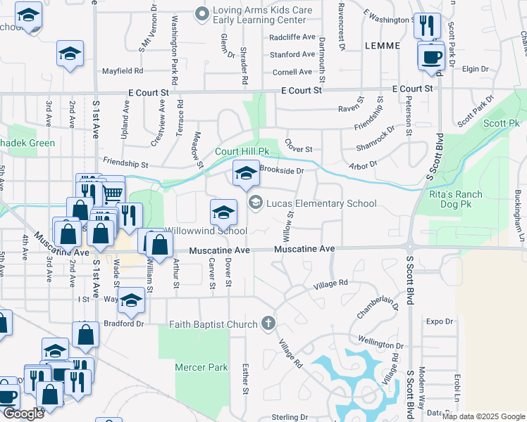 map of restaurants, bars, coffee shops, grocery stores, and more near 830 Southlawn Drive in Iowa City