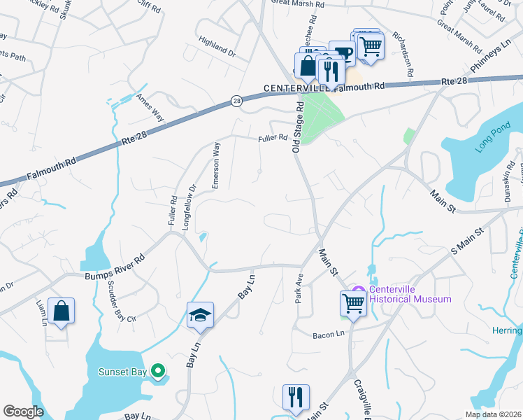map of restaurants, bars, coffee shops, grocery stores, and more near 111 Pine Tree Drive in Barnstable