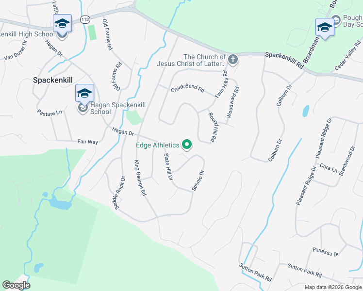map of restaurants, bars, coffee shops, grocery stores, and more near 6 Ledge Way in Poughkeepsie
