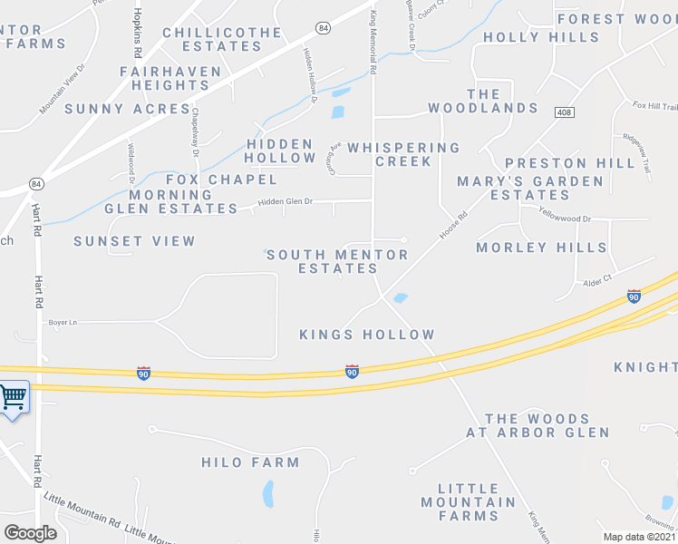 map of restaurants, bars, coffee shops, grocery stores, and more near 9320 Bringman Court in Mentor