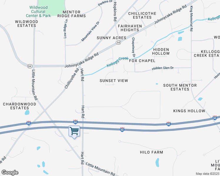 map of restaurants, bars, coffee shops, grocery stores, and more near 9070 Aileen Drive in Mentor
