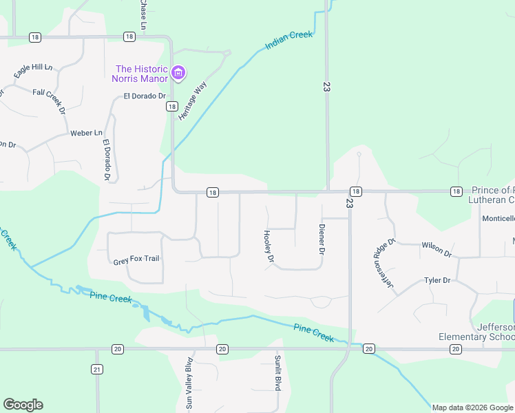 map of restaurants, bars, coffee shops, grocery stores, and more near 58047 Hooley Drive in Goshen