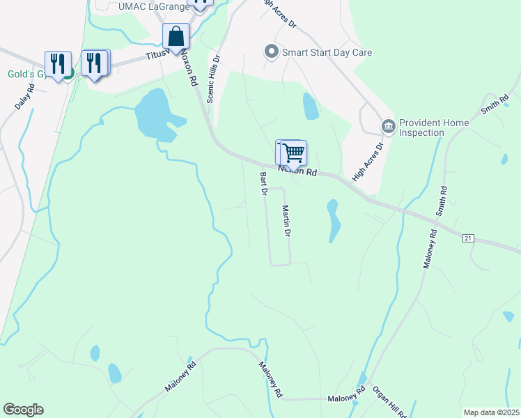 map of restaurants, bars, coffee shops, grocery stores, and more near 126 Bart Drive in Poughkeepsie