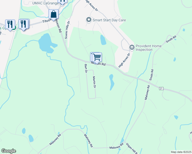 map of restaurants, bars, coffee shops, grocery stores, and more near 37 Martin Drive in Poughkeepsie