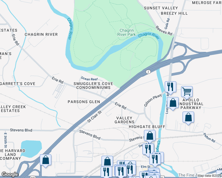 map of restaurants, bars, coffee shops, grocery stores, and more near 37707 Ocean Reef in Willoughby