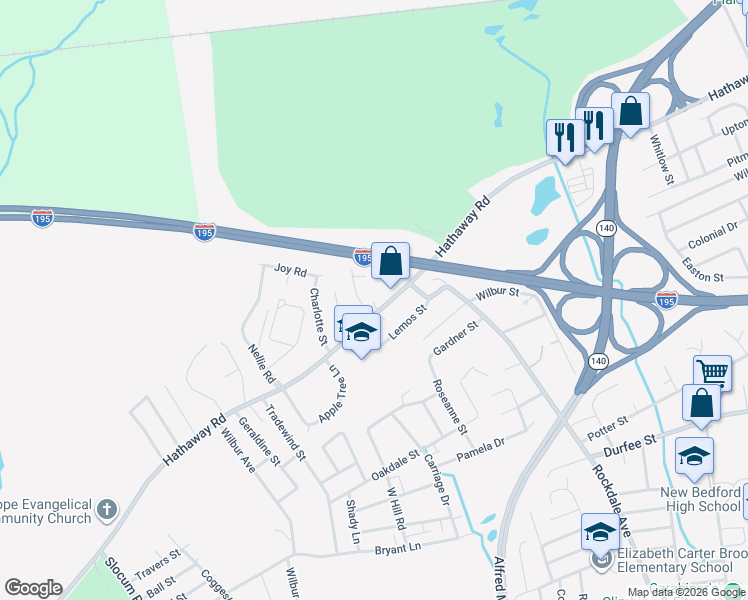 map of restaurants, bars, coffee shops, grocery stores, and more near 699 Hathaway Road in New Bedford