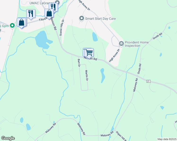 map of restaurants, bars, coffee shops, grocery stores, and more near 37 Martin Drive in Poughkeepsie