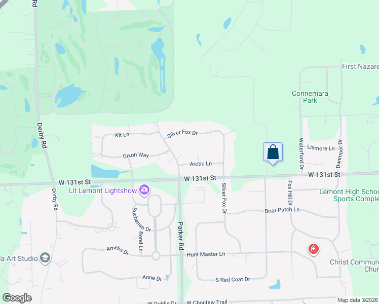 map of restaurants, bars, coffee shops, grocery stores, and more near 13530 Arctic Court in Lemont