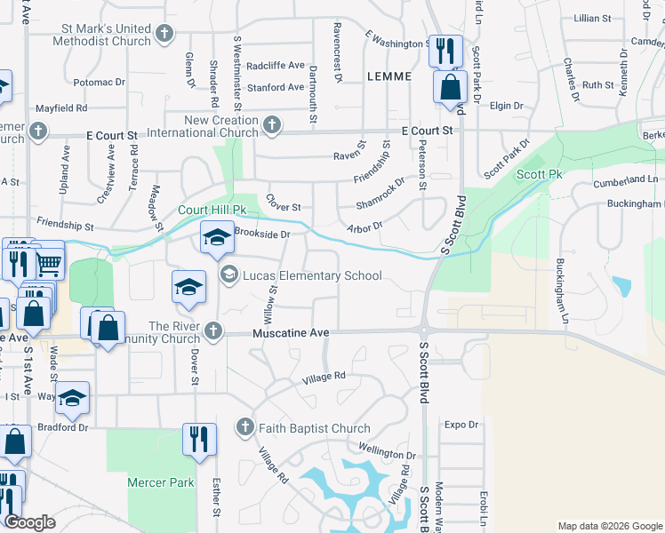 map of restaurants, bars, coffee shops, grocery stores, and more near 3116 Alpine Court in Iowa City